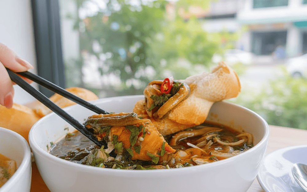 Súp lươn ăn kèm bánh mì